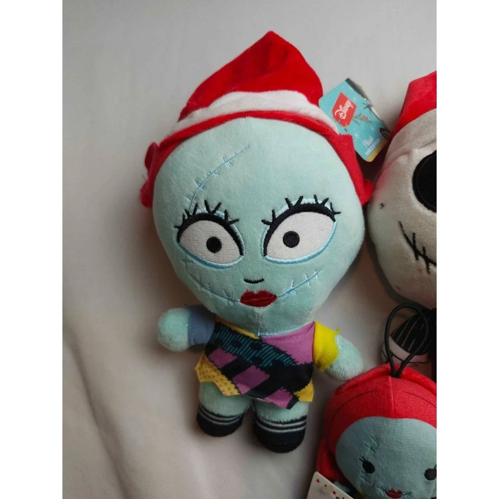 Nightmare Before Christmas Plush Lot Jack Sally Santa Hats & Hallmark Ornament